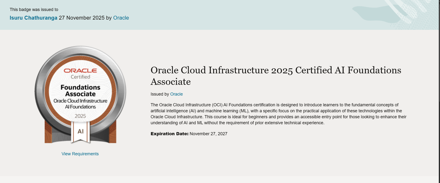 Oracle Cloud Infrastructure 2025 Certified AI Foundations Associate - Oracle